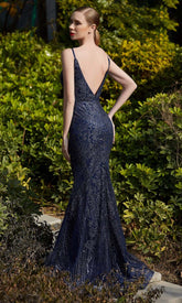 Glittered Sheath V Back Dress